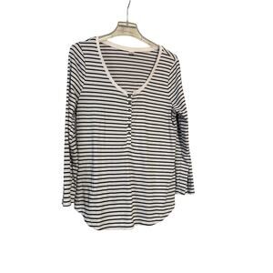 Old Navy Black/White Thermal Henley Sz XL